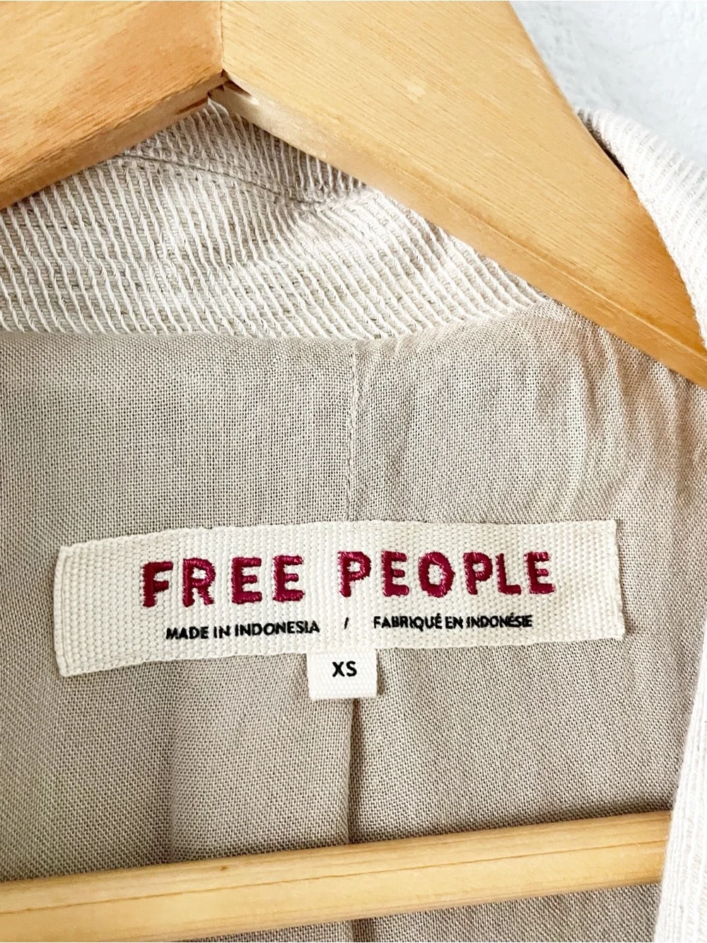 Free People Linen Blend Oversized Cream Boho Chic Minimalist Jacket Blazer